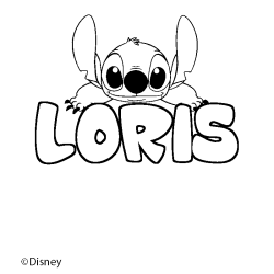 Coloriage pr&eacute;nom LORIS - d&eacute;cor Stitch