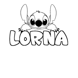 Coloriage prénom LORNA - décor Stitch