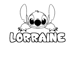 Coloriage prénom LORRAINE - décor Stitch
