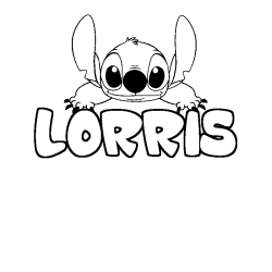 Coloriage prénom LORRIS - décor Stitch