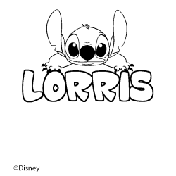 Coloriage pr&eacute;nom LORRIS - d&eacute;cor Stitch