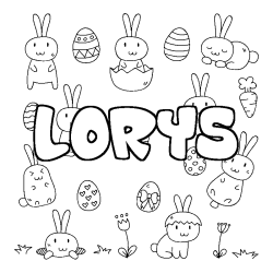 Coloriage pr&eacute;nom LORYS - d&eacute;cor Paques