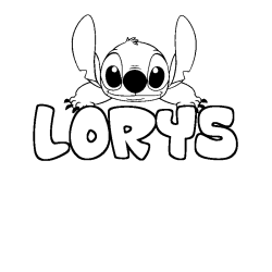 Coloriage prénom LORYS - décor Stitch