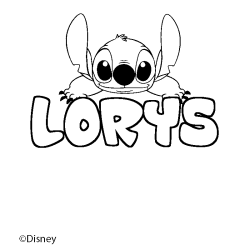 Coloriage pr&eacute;nom LORYS - d&eacute;cor Stitch