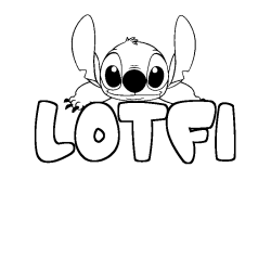 Coloriage prénom LOTFI - décor Stitch
