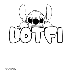 Coloriage pr&eacute;nom LOTFI - d&eacute;cor Stitch