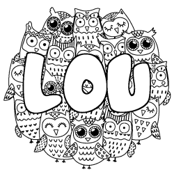 Coloriage LOU - d&eacute;cor Chouettes