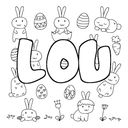 Coloriage LOU - d&eacute;cor Paques