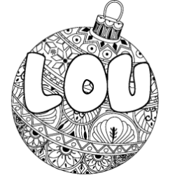 Coloriage prénom LOU - décor Boule de Noël