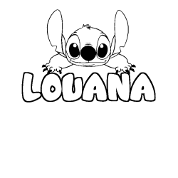 Coloriage prénom LOUANA - décor Stitch