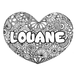 Coloriage LOUANE - d&eacute;cor Mandala coeur