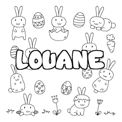 Coloriage LOUANE - d&eacute;cor Paques