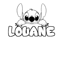 Coloriage prénom LOUANE - décor Stitch