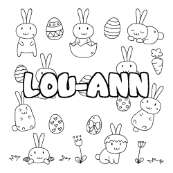 Coloriage prénom LOU-ANN - décor Paques