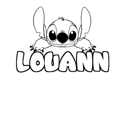 Coloriage prénom LOUANN - décor Stitch