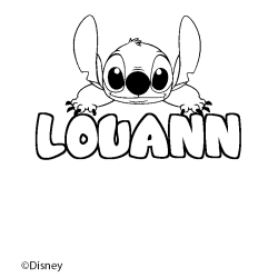 Coloriage pr&eacute;nom LOUANN - d&eacute;cor Stitch