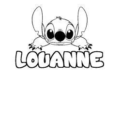 Coloriage prénom LOUANNE - décor Stitch