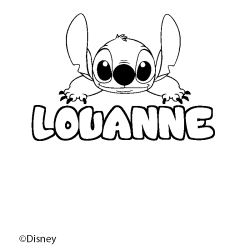 Coloriage pr&eacute;nom LOUANNE - d&eacute;cor Stitch