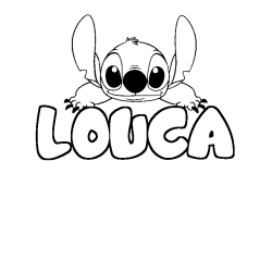 Coloriage prénom LOUCA - décor Stitch