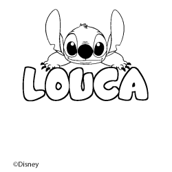 Coloriage pr&eacute;nom LOUCA - d&eacute;cor Stitch