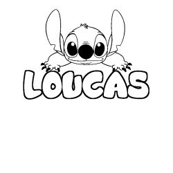 Coloriage prénom LOUCAS - décor Stitch