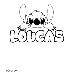 Coloriage pr&eacute;nom LOUCAS - d&eacute;cor Stitch