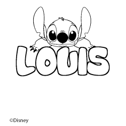 Coloriage pr&eacute;nom LOUIS - d&eacute;cor Stitch