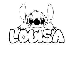 Coloriage prénom LOUISA - décor Stitch