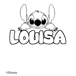 Coloriage pr&eacute;nom LOUISA - d&eacute;cor Stitch