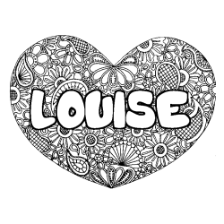 Coloriage LOUISE - d&eacute;cor Mandala coeur