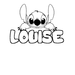 Coloriage prénom LOUISE - décor Stitch