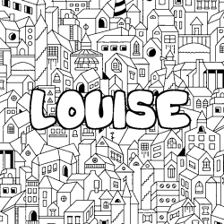 Coloriage prénom LOUISE - décor Ville