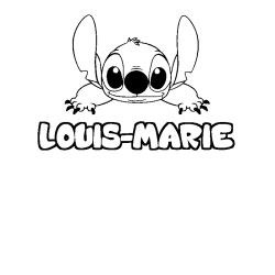 Coloriage prénom LOUIS-MARIE - décor Stitch