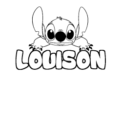 Coloriage prénom LOUISON - décor Stitch