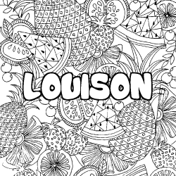 Coloriage pr&eacute;nom LOUISON - d&eacute;cor Mandala fruits