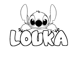Coloriage prénom LOUKA - décor Stitch
