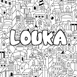 Coloriage prénom LOUKA - décor Ville