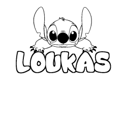 Coloriage prénom LOUKAS - décor Stitch