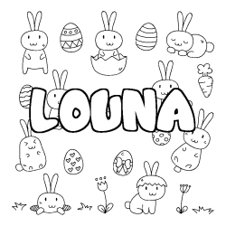 Coloriage LOUNA - d&eacute;cor Paques