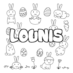 Coloriage LOUNIS - d&eacute;cor Paques