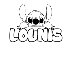 Coloriage prénom LOUNIS - décor Stitch