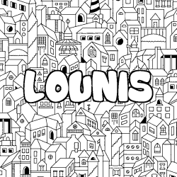 Coloriage LOUNIS - d&eacute;cor Ville
