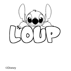 Coloriage pr&eacute;nom LOUP - d&eacute;cor Stitch