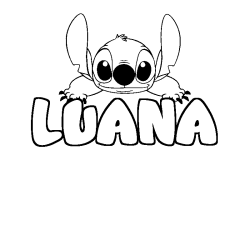 Coloriage prénom LUANA - décor Stitch