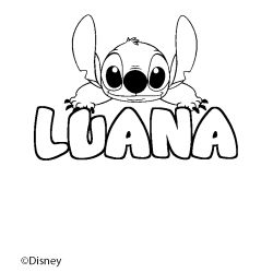 Coloriage pr&eacute;nom LUANA - d&eacute;cor Stitch