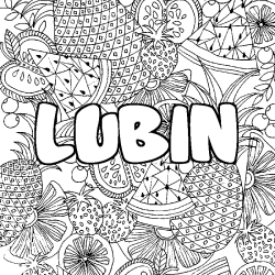 Coloriage prénom LUBIN - décor Mandala fruits