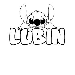 Coloriage prénom LUBIN - décor Stitch