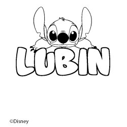 Coloriage pr&eacute;nom LUBIN - d&eacute;cor Stitch