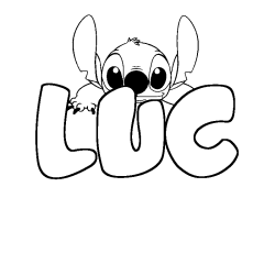 Coloriage prénom LUC - décor Stitch