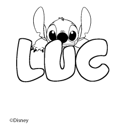 Coloriage pr&eacute;nom LUC - d&eacute;cor Stitch